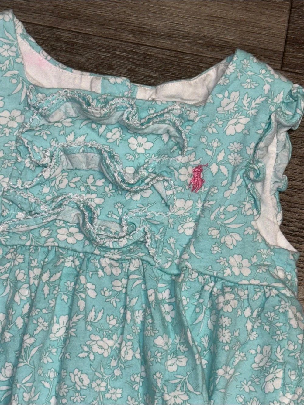 Ralph Lauren Aqua Floral Ruffle Sundress, sz 24mo